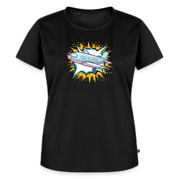 Flugzeug Flughafen - Frauen Premium Bio T-Shirt - Schwarz - Vorne - Selfina (174cm)