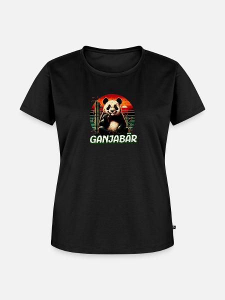 Bekiffter Pandabär - Frauen Premium Bio T-Shirt - Schwarz