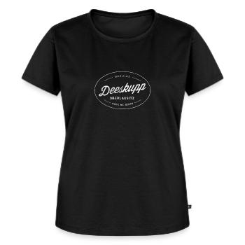 Deeskupp - Oberlausitz Fanshirt - Frauen Premium Bio T-Shirt - Schwarz - Vorne - Selfina (174cm)