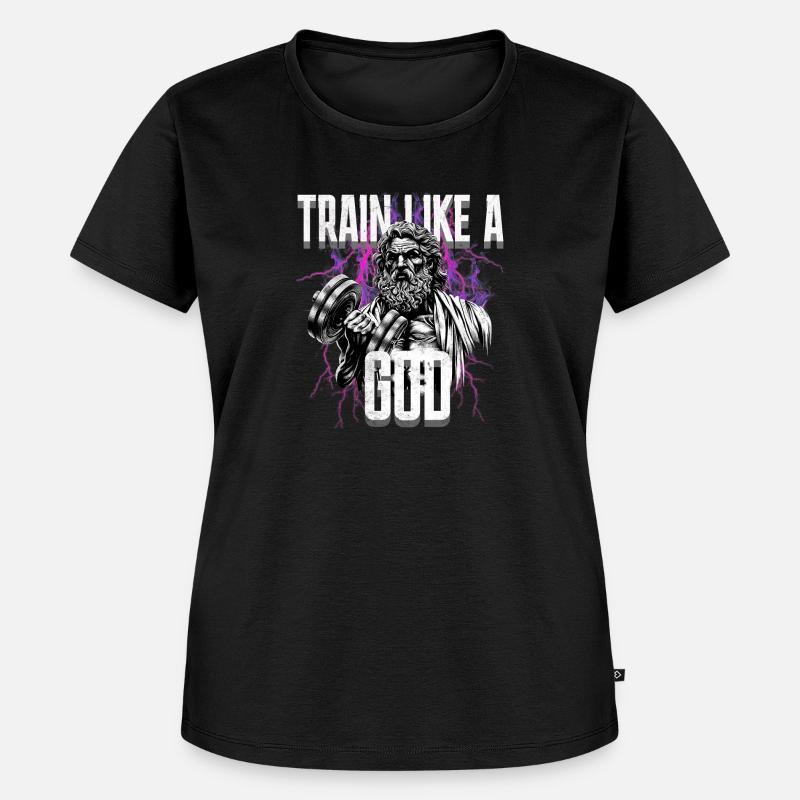 Train like a God Thunder Version Ancient God Zeus - Frauen Premium Bio T-Shirt - Schwarz