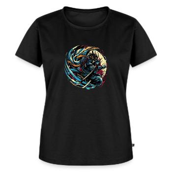 Japanese Samurai Warrior Shirt - Women's Premium Organic T-shirt - black - Front - Selfina (174cm)