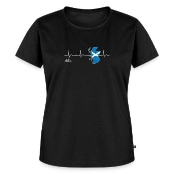 Schottland Alba Herzschlag Heartbeat - Frauen Premium Bio T-Shirt - Schwarz - Vorne - Selfina (174cm)