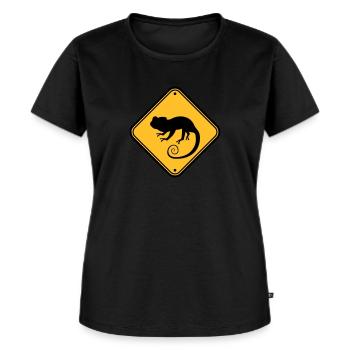 bouclier note attention avertissement mise en garde danger - T-shirt Premium bio Femme - noir - Devant - Selfina (174cm)