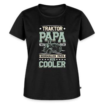 Traktor Papa Cooler Vater - Frauen Premium Bio T-Shirt - Schwarz - Vorne - Selfina (174cm)