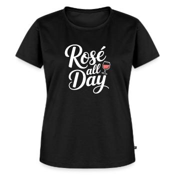 Rosé All Day Roséwein Wein Motto - Frauen Premium Bio T-Shirt - Schwarz - Vorne - Selfina (174cm)
