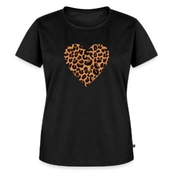 Coeur de léopard - T-shirt Premium bio Femme - noir - Devant - Selfina (174cm)