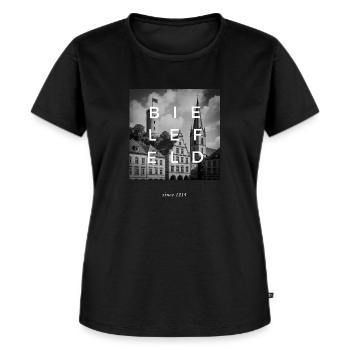 Bielefeld Typo Shirt Sparrenburg seit 1214 modern - Frauen Premium Bio T-Shirt - Schwarz - Vorne - Selfina (174cm)