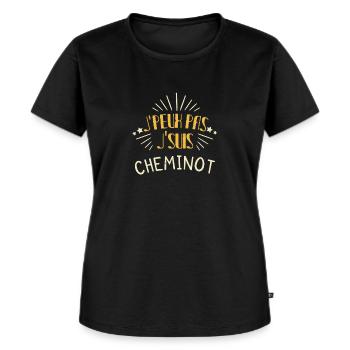 J'Peux Pas J'Suis Cheminot - Humour Métier - T-shirt Premium bio Femme - noir - Devant - Selfina (174cm)