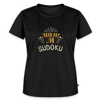 Passion Jeu Sudoku Idée Cadeaux Hommes Femmes - T-shirt Premium bio Femme - noir - Devant - Selfina (174cm)