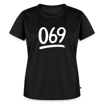 069 Handschrift - Frauen Premium Bio T-Shirt - Schwarz - Vorne - Selfina (174cm)