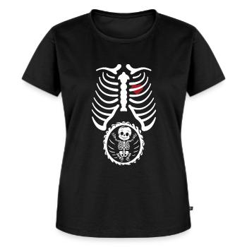 Schwangere Mutter | Halloween-Design - Frauen Premium Bio T-Shirt - Schwarz - Vorne - Selfina (174cm)