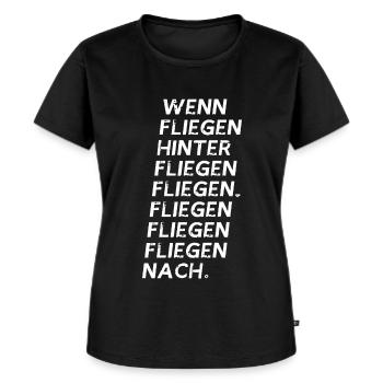 wenn Fliegen hinter Fliegen fliegen... - Frauen Premium Bio T-Shirt - Schwarz - Vorne - Selfina (174cm)