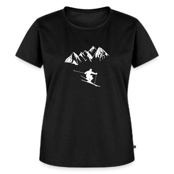 Ski und Berge - Frauen Premium Bio T-Shirt - Schwarz - Vorne - Selfina (174cm)