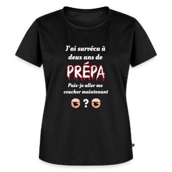 J'ai survécu à deux ans de prépa - cadeau drôle - T-shirt Premium bio Femme - noir - Devant - Selfina (174cm)