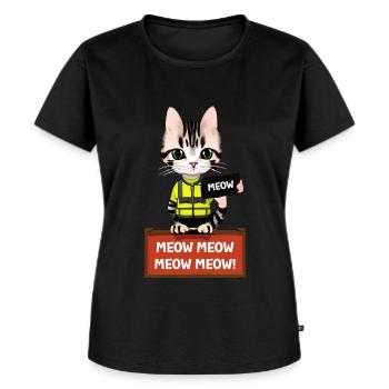 Meow - Funny sarcastic cat design - Women's Premium Organic T-shirt - black - Front - Selfina (174cm)