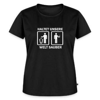 Umwelt - Frauen Premium Bio T-Shirt - Schwarz - Vorne - Selfina (174cm)