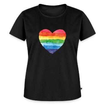 pride bunt regenbogen csd gay liebe herz ehe love - Frauen Premium Bio T-Shirt - Schwarz - Vorne - Selfina (174cm)