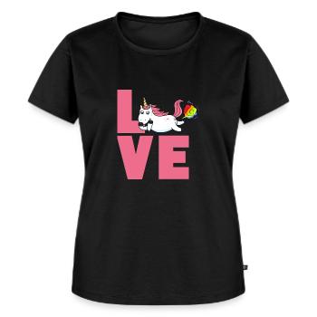 Houd van eenhoorn - Vrouwen Premium Bio T-shirt - zwart - Voor - Selfina (174cm)