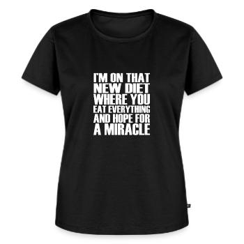 lustige witzige Sprüche - Frauen Premium Bio T-Shirt - Schwarz - Vorne - Selfina (174cm)