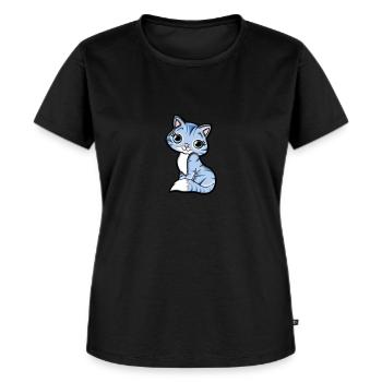 Chaton, chat, dessin animé, motive, chat, dame, cadeau - T-shirt Premium bio Femme - noir - Devant - Selfina (174cm)