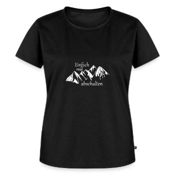 Einfach mal abschalten! - Bergspruch - Frauen Premium Bio T-Shirt - Schwarz - Vorne - Selfina (174cm)