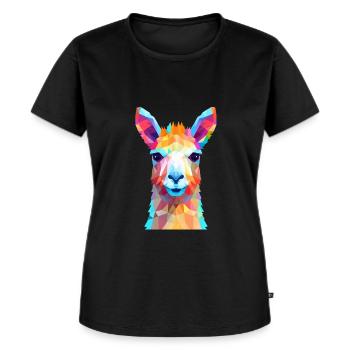 Lama - Frauen Premium Bio T-Shirt - Schwarz - Vorne - Selfina (174cm)