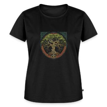Yggdrasil Weltenbaum Asatru Heidentum Germanisch - Frauen Premium Bio T-Shirt - Schwarz - Vorne - Selfina (174cm)
