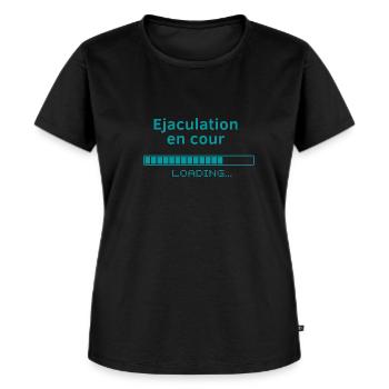 Ejaculation en cour - T-shirt Premium bio Femme - noir - Devant - Selfina (174cm)