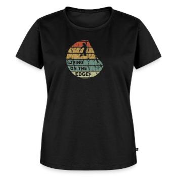 Living on the edge - Klettern, Bouldern, Climb - Frauen Premium Bio T-Shirt - Schwarz - Vorne - Selfina (174cm)