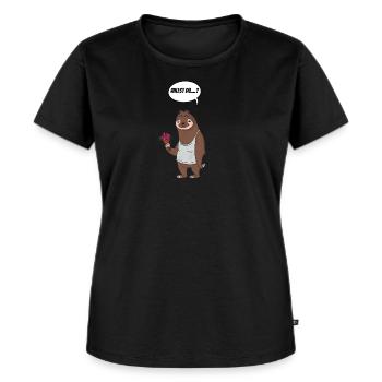 Faultier Valentinstag Willst Du Blumenstrauß - Frauen Premium Bio T-Shirt - Schwarz - Vorne - Selfina (174cm)