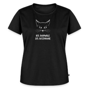 Katze Lustiger Spruch 80% Baumwolle 20% Katzenhaar - Frauen Premium Bio T-Shirt - Schwarz - Vorne - Selfina (174cm)