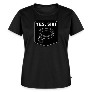 Yes Sir - BDSM Halsband Bondage - Sub Geschenk - Frauen Premium Bio T-Shirt - Schwarz - Vorne - Selfina (174cm)