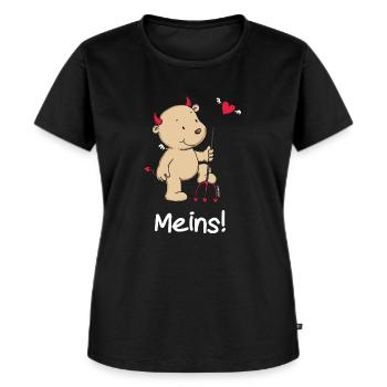 Engel_Teufel Meins - Frauen Premium Bio T-Shirt - Schwarz - Vorne - Selfina (174cm)