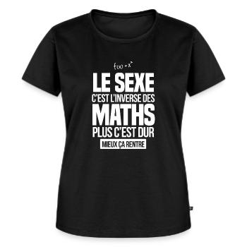 Sexe phrase beauf rigolo humour beauferie - T-shirt Premium bio Femme - noir - Devant - Selfina (174cm)