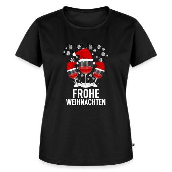 Weihnachten Rotwein - Frauen Premium Bio T-Shirt - Schwarz - Vorne - Selfina (174cm)