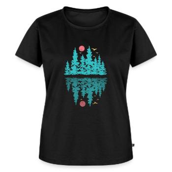 Retro Wald Spiegelung - Frauen Premium Bio T-Shirt - Schwarz - Vorne - Selfina (174cm)