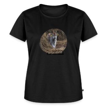 Highland Kalb - Frauen Premium Bio T-Shirt - Schwarz - Vorne - Selfina (174cm)