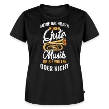Tuba Musik | Instrument lustige Tuba Sprüche - Frauen Premium Bio T-Shirt - Schwarz - Vorne - Selfina (174cm)