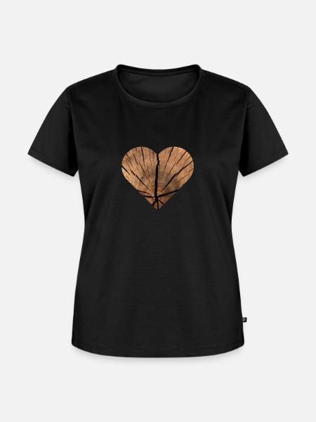 Natur Holz Liebe Muster - Frauen Premium Bio T-Shirt - Schwarz