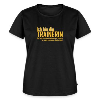 Trainerin - Frauen Premium Bio T-Shirt - Schwarz - Vorne - Selfina (174cm)