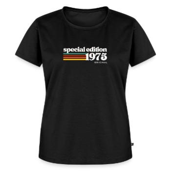 50th Birthday Gift: 1975 Vintage Retro Shirt - Women's Premium Organic T-shirt - black - Front - Selfina (174cm)