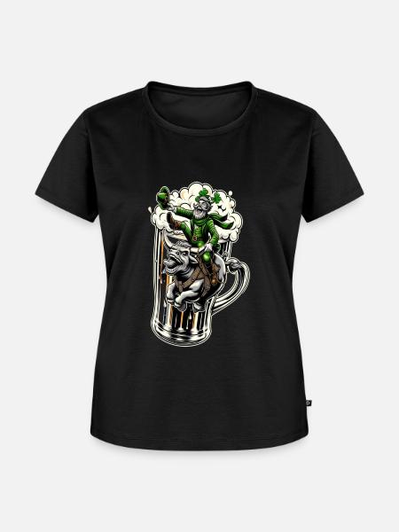 Reitender Leprechaun (Irischer Kobold) - Frauen Premium Bio T-Shirt - Schwarz