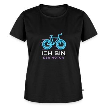 Ich bin der Motor MTB Fahrrad Geschenk - Frauen Premium Bio T-Shirt - Schwarz - Vorne - Selfina (174cm)