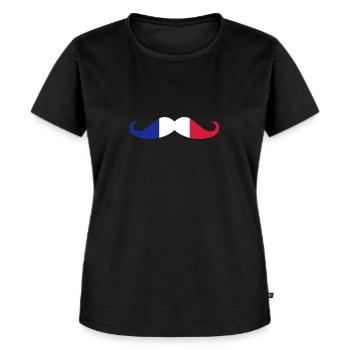 Moustache, drapeau Français - T-shirt Premium bio Femme - noir - Devant - Selfina (174cm)