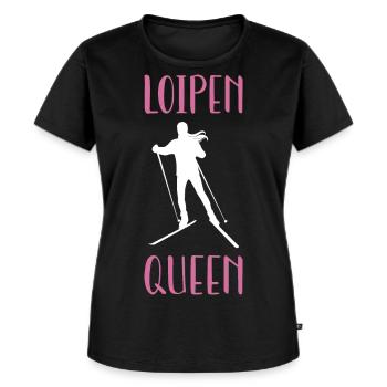 Langlauf Loipen Queen Langläufer Loipe Wintersport - Frauen Premium Bio T-Shirt - Schwarz - Vorne - Selfina (174cm)