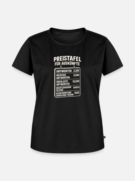 Preistafel für Auskünfte - Frauen Premium Bio T-Shirt - Schwarz