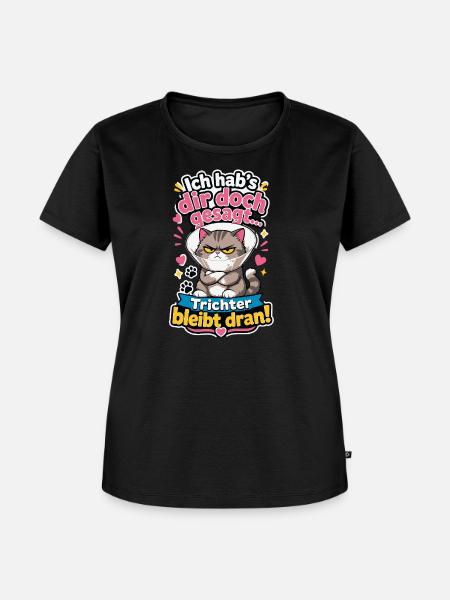 Kater mit Trichter - Frauen Premium Bio T-Shirt - Schwarz