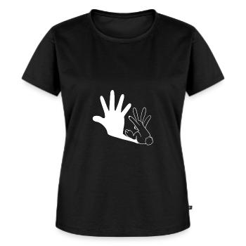 Lustiger Hase Schatten - Frauen Premium Bio T-Shirt - Schwarz - Vorne - Selfina (174cm)