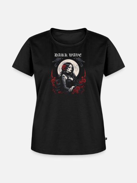 Dunkles Wellendesign - Frauen Premium Bio T-Shirt - Schwarz