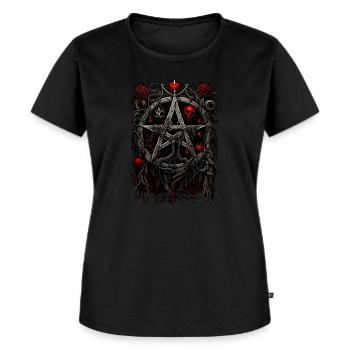Bloody Wicca - Symbols - Frauen Premium Bio T-Shirt - Schwarz - Vorne - Selfina (174cm)